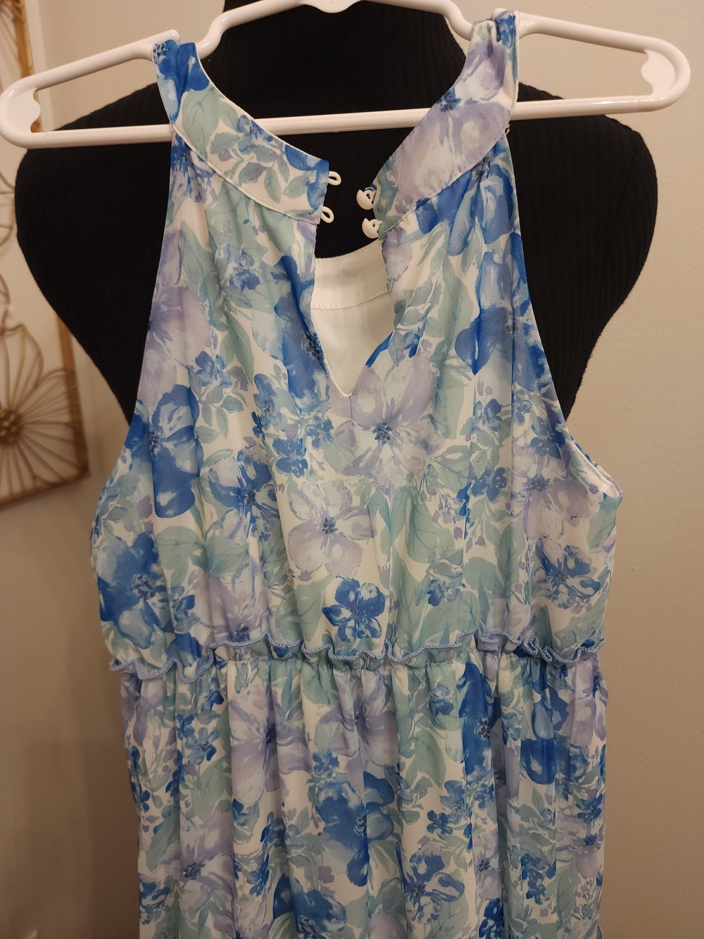 Blue & Aqua Floral Tiered Maxi Dress - Picture 6 of 7